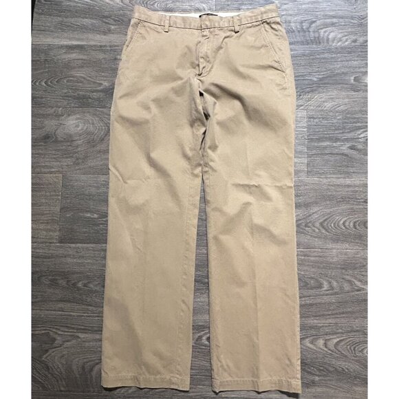 Banana Republic Flat Front Pants 33/34 Cotton Dawson Chino Khaki Front Straight - Picture 2 of 10